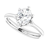 925 Silver, 10K/14K/18K Solid Gold Moissanite Engagement Ring 1.0 CT Oval Cut Handmade Solitaire Ring, Diamond Wedding Ring for Women/Her Anniversary Ring, Birthday Ring,VVS1 Colorless Gift