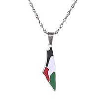 Stainless Steel Al-Aqsa Mosque Palestine Map Pendant Necklaces Jewelry