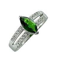 Carillon Chrome Diopside Marquise Shape 5X10MM Natural Earth Mined Gemstone 925 Sterling Silver Ring Unique Jewelry for Women & Men