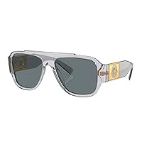 Versace VE 4436U 530580 Transparent Grey Plastic Pillow Sunglasses Blue Lens