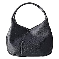 Catiferrari Ostrich Embossed Handbag (Black), Black