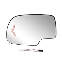 Senzeal Driver Side Door Heated Mirror Glass Replacement with Turn Signal Light for 2003-2007 Chevy Silverado Avalanche Chevrolet Suburban Cadillac Escalade GMC Sierra Yukon 88944391 (Left Side)