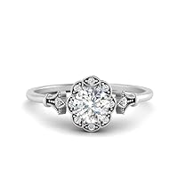 Choose Your Gemstone Vintage Halo Diamond CZ Engagement Ring sterling silver Round Shape Vintage Engagement Rings Minimal Modern Design Birthday Gift Wedding Gift US Size 4 to 12