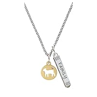 Plated Lamb Silhouette Silvertone Family Bar Charm Necklace, 23
