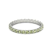 Peridot Gemstone Round 2.50 mm Eternity 925 Sterling Silver Stackable Women Promise Ring Jewellery