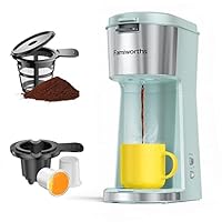 Famiworths Single Serve Coffee Maker for K Cup & Ground Coffee, with Bold Brew, One Cup Coffee Maker, 6 to 14 oz. Brew Sizes, Fits Travel Mug, Fresh Green