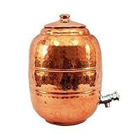 pure copper Hand Hammered water storage pot with lid 6.5 liter capacity