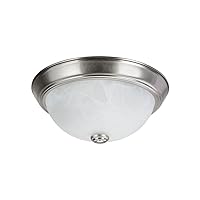 Aspen Creative 63013-1A Two-Light Flush Mount in Brushed Nickel with White Alabaster Glass Shade, 11