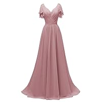 Bridesmaid Dresses Long Prom Dress Chifffon Evening Gowns V Neck