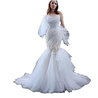 GREOENEL Amor Gorgeous Princess Wedding Dress Sequins Ball Gown Mermaid Spaghetti Straps Sleeveless Bridal Gown S-11