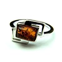 Lovely Baltic Amber & 925 Sterling Silver Designer Ring M424-Q, US Size-8.5