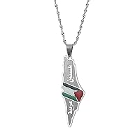 Arabic And Hebrew Israel Palestine Map Pendant Necklaces Women Men Gifts Israeli Jewelry