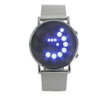 Watches Men's Quartz Watch Men's Watch Quartz Watch Sports Watch Outdoor Watch for Men 2022 Men's Fashion Military Watches Luxury LED Round Mirror Blue Circle Stainless Steel Watch, silver