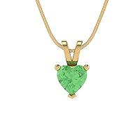 Clara Pucci 0.5 ct Heart Cut Genuine Green Simulated Diamond Solitaire Pendant Necklace With 18