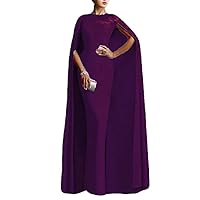 Women's Mother Of The Bride Party Prom Dress With Cape Neck Lace