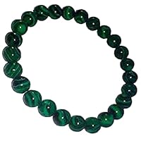 Hand_Crafted chakras simple 8mm Stretchable Green Green Malachite Bracelet Round, Smooth 7