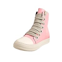 Women High Top Sneakers Thick Lace Up Shoe PU Leather Comfort Platform Side Zipper Walking Shoes