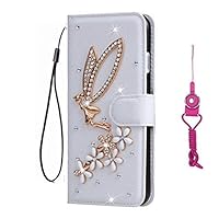 Galaxy A32 5G Case, Bling Leather Filo Slots Wallet Flip Protective Phone case & Neck Strap [Kickstand] [Card Slots] [Magnetic Closure] for Samsung Galaxy A32 5G Phone case (Gold Angel)
