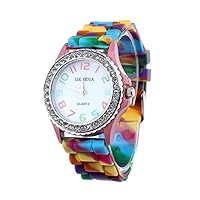 Women's Analogue Quartz Wrist Watch Brand Luxury Watches Quartz Watch Gift for Teenage Girls Women Silicone Crystal Bling Analogue Digital Quartz Wrist Watch PP, a, Retro