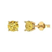 ANGEL SALES 1.00 Ct Round Cut Yellow Citrine Gorgeous Stud Earrings For Girls & Women's 14K Yellow Gold Plated