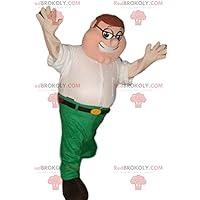 REDBROKOLY Mascot funny man in white shirt and green pants