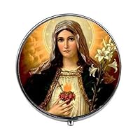 Catholic Virgin Mary Saves Human Peace Pill Box - Charm Pill Box - Glass Candy Box Art Photo Jewelry Birthday Festival Gift Beautiful Gift