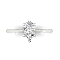 Clara Pucci 1.0Ct Pear cut Lab Created Grown Diamond SI1-2 J-K 10K Yellow Gold Solitaire Engagement Promise Bridal Anniversary Ring