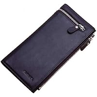 Wallet for Men Men's Leather Wallet Phone Bag Zipper Wallet Leather Wallet Europe and The Joined States Fan Fashion Trend for Travel Shopping (Color : Black, Size : S)