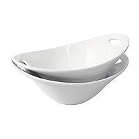 TP 11'' Melamine Large Serving Salad Bowl with Handles, Durable and lightweight Mixing Bowl, Unbreakable Salad Bowl for Party, Set of 2, Indoor and Outdoor Use, Dishwasher Safe (White)