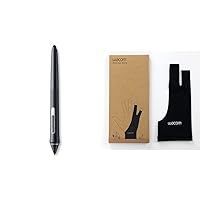 Wacom KP504E Pro Pen 2 with Case, black and Wacom Drawing Glove, Two-Finger Artist Glove for Drawing Tablet Pen Display, 90% Recycled Material, eco-Friendly, one-Size (1 Pack), Black