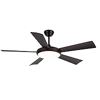 EVOLAR EVO-CF52CG Ceiling Fan with Lighting, LED Ceiling Light with Fan, 24 W LED Light, Dimmable, 3 Colour Temperatures, Diameter 132 cm, Remote Control, Quiet, Summer/Winter Mode, Coffee Brown