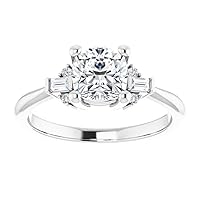 10K Solid White Gold Handmade Engagement Ring 1.00 CT Cushion Cut Moissanite Diamond Solitaire Wedding/Bridal Ring for Woman/Her Beautiful Ring