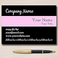 Black with Baby Pink Stripe Personalized Business Cards