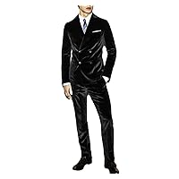 Men's 2 Piece Suit Fleece Double Breasted Wedding Suits Luxury Single Dress Suit Jackets Pants Set