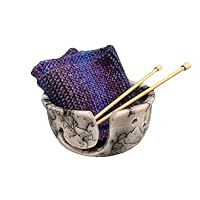 Yarn Bowl, Large Handmade Horsehair Raku Ceramic Pottery for Knitting and Crochet