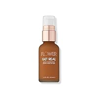 FLOWER BEAUTY Get Real Serum Foundation - Hydrating + Lightweight Formula - Light to Medium + Buildable Coverage (Sable)
