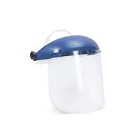 Single Crown Safety Face Shield with Ratchet Headgear, Clear Tint, Anti-Fog Coating, Blue, S39140, 8