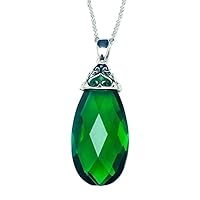 P4591 Classic Mt St Helens Green Helenite May Birthstone Sterling Silver Pendant