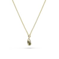 18K Rose Gold Secret Garden Pave Petal Drop Necklace With 0.61 TCW Natural Diamond (Pear Shape, Green Color, VS-SI2 Clarity) Dainty Necklace, Necklaces For Women Gift For Her Fine Jewelry For Women