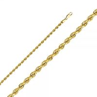14K Gold 4mm Solid Rope DC Chain - Length: 22