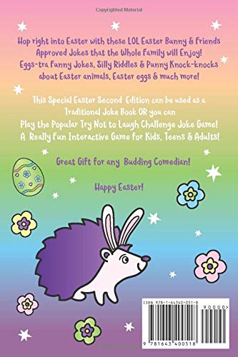 Try Not to Laugh Challenge Easter Joke Book: Funny Knock Knock Jokes, Silly Puns, LOL Rhyming Riddles, Jokes for Girls & Boys, Ages 5, 6, 7, 8, 9, 10, ... 12 Years Old Easter Basket Stuffer for Kids!
