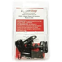 Zipper Repair Kit Solution - YKK #8 Molded Black Pulls Vislon Sliders - 3 Sliders Per Pack with Top and Bottom Stoppers Included - Made in The United States
