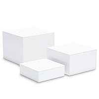 HIIMIEI Buffet Risers, Food Risers for Buffet Table, Display Stand Shelf for Catering Dessert Collectibles, Acrylic Cube Display Nesting Risers with Hollow Bottoms 3PCS 6''x7''x8''
