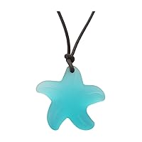 Handmade in Hawaii, leather cord unisex Blue Starfish sea glass necklace, December Birthstone