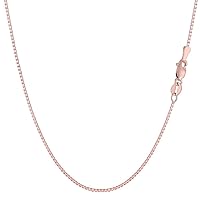 The Diamond Deal 14K SOLID Yellow OR White Or Rose/Pink Gold 0.80mm Shiny Classic Mirror Box Chain with Lobster-Claw Clasp (13