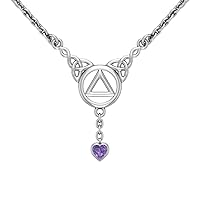 JEWELRY Love and Recovery Solid White Gold Necklace with Dangling Heart Gemstone WNC557