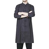 Chinese Traditional Costumes Spring Autumn Casual Long Shirt Retro Suit Loose Plus Oversize Gown Men Coats
