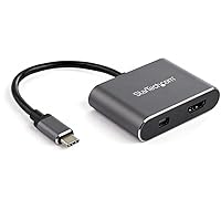 StarTech.com USB C Multiport Video Adapter - 4K 60Hz USB-C to HDMI 2.0 or Mini DisplayPort 1.2 Monitor Adapter - USB Type-C 2-in-1 Display Converter HDMI/MDP HBR2 HDR - TB3 Compatible (CDP2HDMDP)