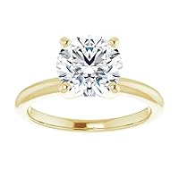 10K Solid Yellow Gold Handmade Engagement Rings 2 CT Round Cut Moissanite Diamond Solitaire Wedding/Bridal Ring Set for Woman/Her Propose Ring, Perfact for Gifts Or As You Want
