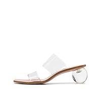 keleimusi Acrylic Ball Slide Sandals with Two Clear Strap Vinyl Heels